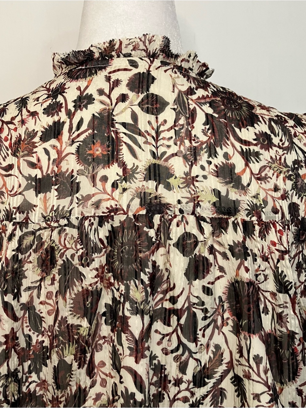 Marie Oliver Top Womens Small Silk Blend Sheer Puff Sleeve Blouse Thistle & Vine - Picture 12 of 13
